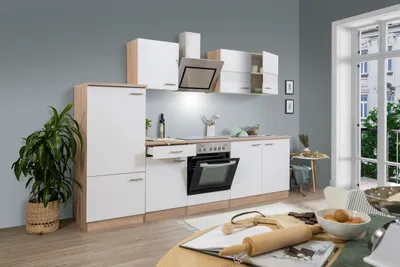 Produktbild von Küche Küchenzeile Küchenblock Einbauküche Eiche Weiß Merle 270 cm Respekta
