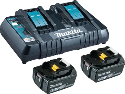 Produktbild von Makita 199482-2, Batterie- & Ladegerät-Set, Lithium-Ion (Li-Ion), 5 Ah, 18 V, Makita, 2 Stück(e)