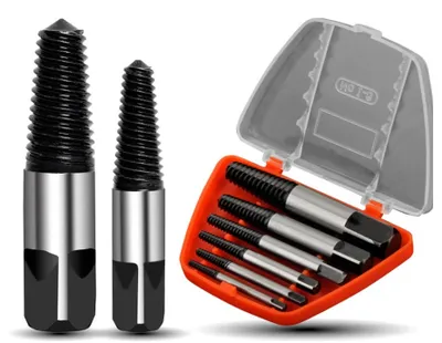 Image de Jeu de 6 extracteurs de vis endommagées | Jeu d'extracteurs Speed Out pour vis à gauche | Tarauds | Extracteurs de vis de 4 à 18 mm avec boîte de rangement | Démonte-vis | Extracteurs de vis