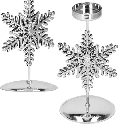 Image de SPRINGOS Porte-bougies à chauffe-plat en métal Porte-bougies Flocon de neige 17 cm Décoration Décoration maison Noël