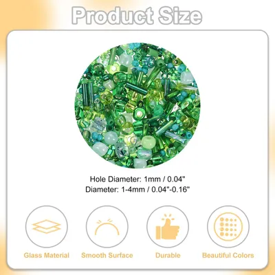 Produktbild von 1200 Stš¹ck Glasperlen zum Auff?deln, 1-4mm Armband Perlen Gemischte Perlenset, Mini Glasperlen Zwischenperlen fš¹r Armb?nder Selber Machen DIY Ohrringe Halsketten, Grš¹n