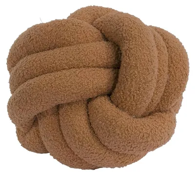 Produktbild von Knoten-Kissen - Ø 25 cm - Braun - Polyester - in Teddyoptik