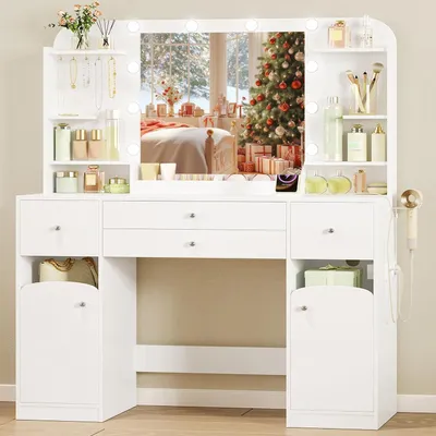 Zdjęcie produktu dla Nowoczesna toaletka z przestronnym wnętrzem i eleganckim designem, idealna do sypialni