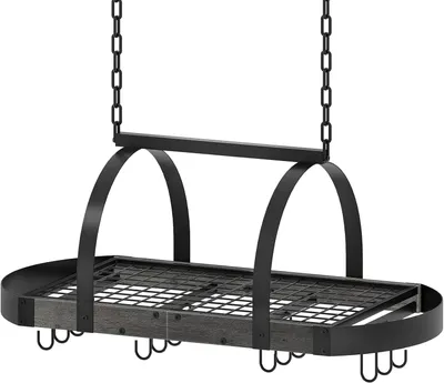 Produktbild von Hängendes Küchenregal mit 12 S-Haken, für Küchenutensilien, schwarz, DTPR08BCC1