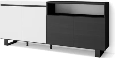 Produktbild von Sideboard, Highboard, 200x87x35cm, 4 Türen, Industriedesign, Weiß und Schwarz