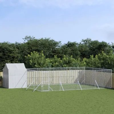 Produktbild von HOMMIE Outdoor-Hundezwinger mit Dach Silbern 10x6x2,5 m Stahl Verzinkt Promotion416598 - Sonstiges Hundezubehör