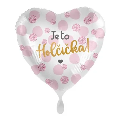 Obrázek produktu pro Balón foliový - Je to holčička - srdce - 43 cm