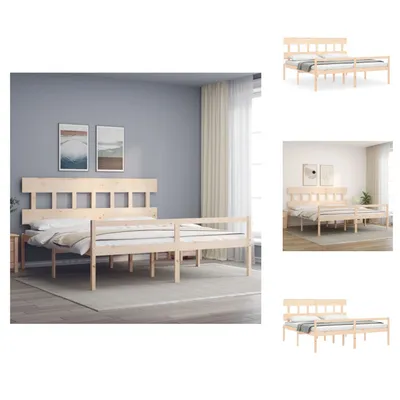 Produktbild von vidaXL Massivholzbett mit Kopfteil 200x200 cm -  Betten & Bettgestelle