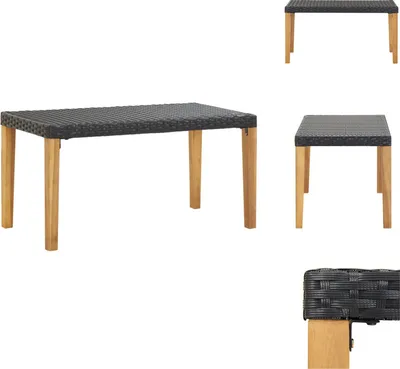 Zdjęcie produktu dla vidaXL Ławka ogrodowa 120 cm czarny polirattan i lite drewno akacjowe - Ławki ogrodowe