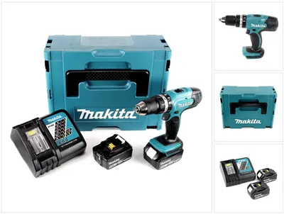 Immagine prodotto di Trapano a percussione a batteria Makita DHP 453 RTJ 18V 42Nm + 2x batterie ricaricabili 5.0Ah+ caricabatterie in Makpac 2