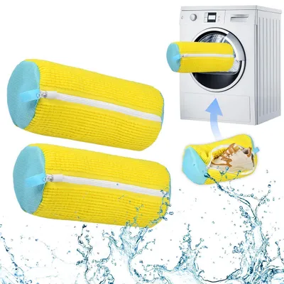 Obrázok produktu pre 2 kusy vreciek na pranie obuvi do práčky, vrecia na pranie tenisiek s 360° čistením, žlté