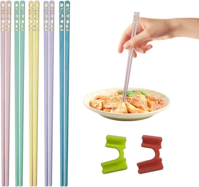 Imagen del producto de 5 pares de palillos chinos, aptos para el lavavajillas y de varios colores, ideales para sushi y fideos