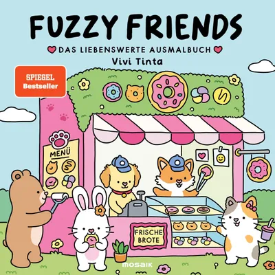 Produktbild von Fuzzy Friends Malbuch: Niedliche Illustrationen, alltägliche Wohlfühlszenen, einseitig bedruckt