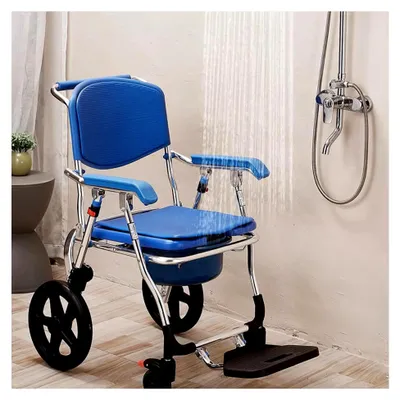 Produktbild von Nachteile des Nachtwehrstuhls mit Rädern, Duschstuhl und Toilettenstuhl mit Verriegelungsrädern und gepolstertem Sitz für ältere Menschen und Menschen mit Behinderungen, 120 kg Gewichtskapazität