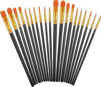 Produktbild von 20 Stück Pinsel Set,Pinselset Acrylfarben Kleine Pinsel Set,10 Verschiedene Größen für Künstler Erwachsene und Kinder Aquarell Stifte Modellbau Pinsel(Schwarz)