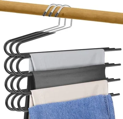 Produktbild von Mehrfach Kleiderbügel für Hosen – Set aus 3 rutschfesten Metallkleiderbügeln
