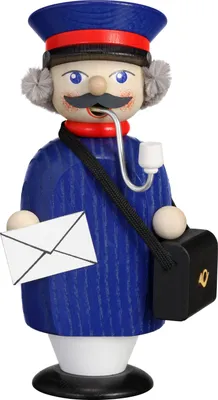 Produktbild von Seiffener Volkskunst Räucherfigur kleiner Geselle Briefträger - Größe: ca. 14cm - 12269