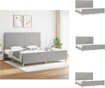 Produktbild von vidaXL Bettgestell mit Kopfteil Hellgrau 200x200 cm Stoff -  Betten & Bettgestelle