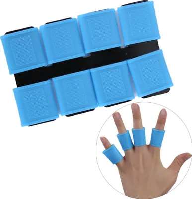 Image de Lot de 8 couvre-doigts antidérapants et élastiques en silicone pour poignées de golf (bleu)