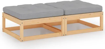 Produktbild von Garten-Fußhocker mit Kissen 2 Stk. Massivholz Kiefer