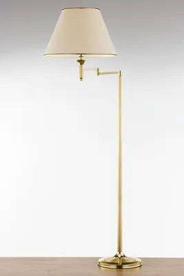 Produktbild von JUPITER Stehleuchte CLASSIC Klassisch 1-flammig E27 Messing Satin Stoff Weiß Stahl Metal