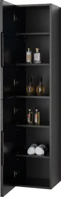 Zdjęcie produktu dla BELVIT ISARA, szafka stojąca, 160 cm, 2 drzwi, bez uchwytów, mechanizm Softclose, możliwość odwrócenia drzwi, kolor czarny, płyta wielowarstwowa, oklejona fornirem z buku