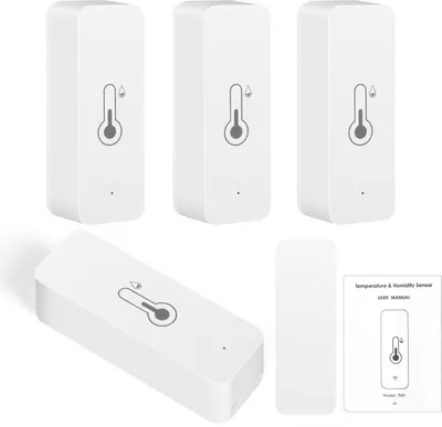 Image de lot de 4 capteurs de température et d'humidité Tuya Smart WiFi - Thermomètre Hygromètre d'intérieur - Compatible avec Alexa & Google Home