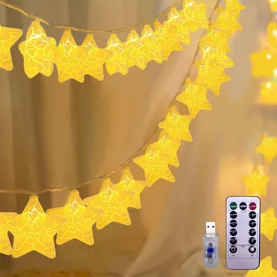 Immagine prodotto di NLNEY Luci LED con stelle - 6 m, 8 modalità, decorazione (stelle, bianco caldo)