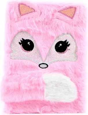 Produktbild von Plüsch Notizbuch Fuchs A5 Rosa - Flauschiges Tagebuch Liniert für Mädchen Geschenk
