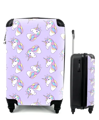 Produktbild von MuchoWow® Koffer Handgepäck Trolley Rollkoffer Kleine Reisekoffer mit 4 Rollen - Einhorn - Pastell - Muster - Cabin Size < 55x40x23 cm & 55x40x20 cm - Fotokoffer - Kabinenkoffer - Boardgepäck - Reise-Box - Reisekoffer - Reisegepäck - Koffer mit Bild - Trolley für Kinder
