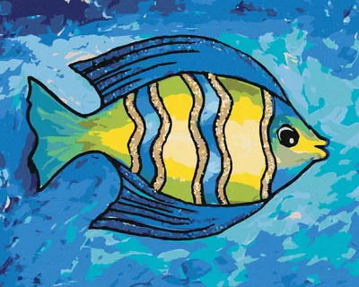 Produktbild von Zuty - Malen nach Zahlen - GELB-BLAUER FISCH, 40x50 cm, mit Keilrahmen (bereits gespannt)