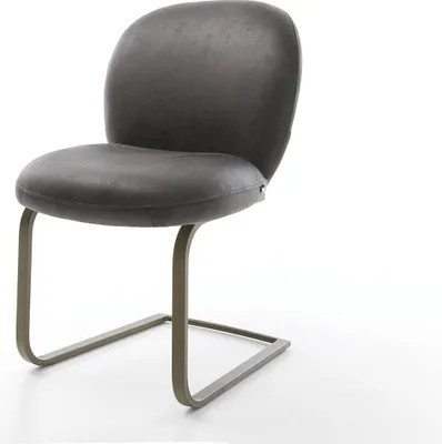 Produktbild von DELIFE Freischwinger Nube-Flex Mikrofaser Anthrazit Vintage Freischwinger flach Effektfinish Titan Taschenfederkern