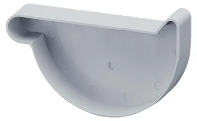 Produktbild von INEFA Dachrinnen Endstück halbrund, PVC NW180 / 180mm, links Grau Dachrinnenzubehör, einfache Steckmontage, Germany