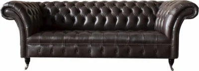Produktbild von Dreisitzer Chesterfield Sofa 3 Sitzer Sofas Braun Leder Wohnzimmer Luxus