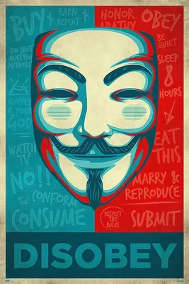 Produktbild von V For Vendetta Poster Maske Disobey 91,5 x 61 cm