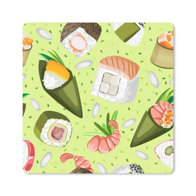 Produktbild von MuchoWow® Mauspad Mousepad Muster - Sushi - Japan - Grün 20x20 cm - Mousepads - Maus Mat - Pad - Mausunterlage - Desk Mat - Bureauartikeln