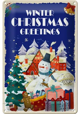 Produktbild von Blechschild 20x30cm Christmas Winter Greetings Weihnachtenration