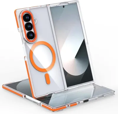 Image de Pour Samsung Galaxy Z Fold7 : coque hybride en acrylique et TPU bicolore MagSafe, orange