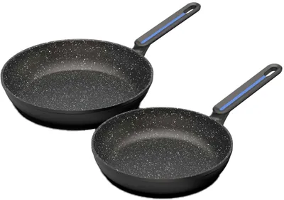 2er-Set Bratpfannen 24-28 cm, Alu, Antihaft, schwarz