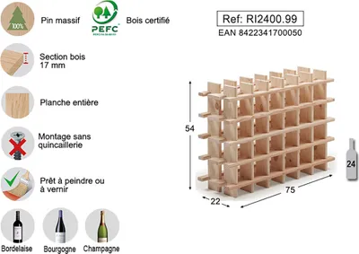 Image de Porte-bouteilles Rioja évolutif Pin Modulable 24 Bouteilles Pin Massif - Astigarraga