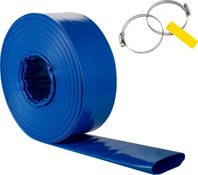 Obrázok produktu pre Vypúšťacia hadica SucceBuy, 1-1/2" x 105\', PVC opletená hadica, ťažká vypúšťacia hadica so svorkami, odolná voči poveternostným vplyvom a rozbitiu