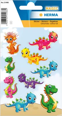 Produktbild von HERMA 15486, Folie, Glitter, Mehrfarbig, Dinosaurier, Permanent, Animals