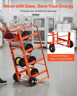 Produktbild von VEVOR Drahtspulenregal, 11 Stangen, Mehrspulen-Drahtregal-Dispenser, Kabelwagen mit Rädern, Kabelhalter mit Ablage für die Verdrahtung, für elektrische, industrielle und Einzelhandelsnutzung, Arbeitseffizienz, Mehrachsenwagen