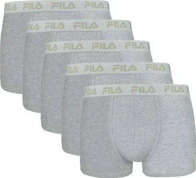 Produktbild von FILA Herren Boxer Shorts, 5er Pack - Logobund, Urban, Baumwolle Stretch, einfarbig Grau M