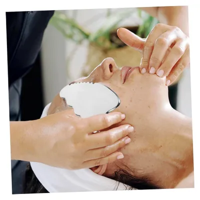 Produktbild von Gesichtsmassagegerät Gua Sha Schabewerkzeug aus Edelstahl