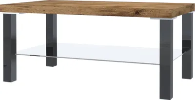 Produktbild von BELINI Couchtisch Wohnzimmertisch Kaffeetisch Sofatisch mit Ablagefach für Wohnzimmer Büro 90 x 45 cm (Schwarz / Wotan Eiche)