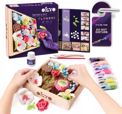 Obrázek produktu pro OKTO ROMANCE Výtvarná modelovací sada DIY květiny s dřevěným rámem 21x21 cm