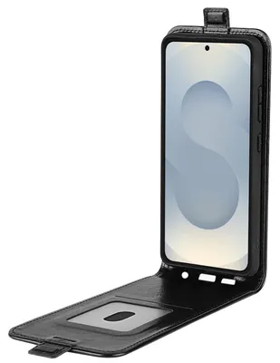 Obrázek produktu pro Pro Samsung Galaxy S25 Edge 5G Vertical Leatherette Flip Cover Black