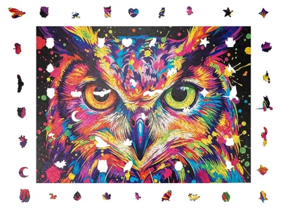 Produktbild von Bunte Eule aus Holz
