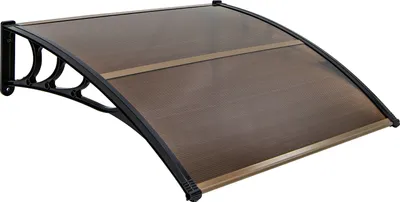 Zdjęcie produktu dla COSTWAY daszek do drzwi wejściowych 122x99 cm, daszek z aluminium i poliwęglanu, daszek łukowy, daszek do drzwi wejściowych, daszek do drzwi